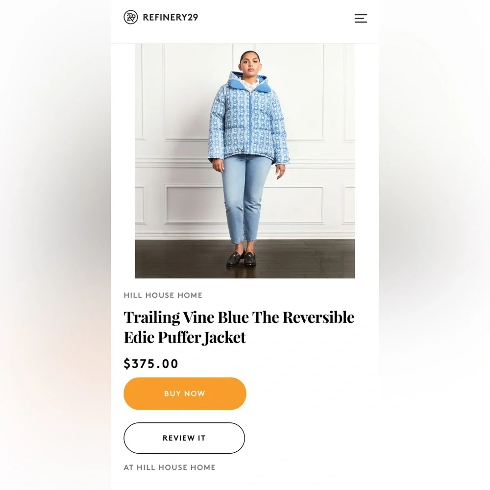 Hill House Trailing Vine Blue The Reversible Edie Puffer Ski Jacket✨ - Picture 3 of 7